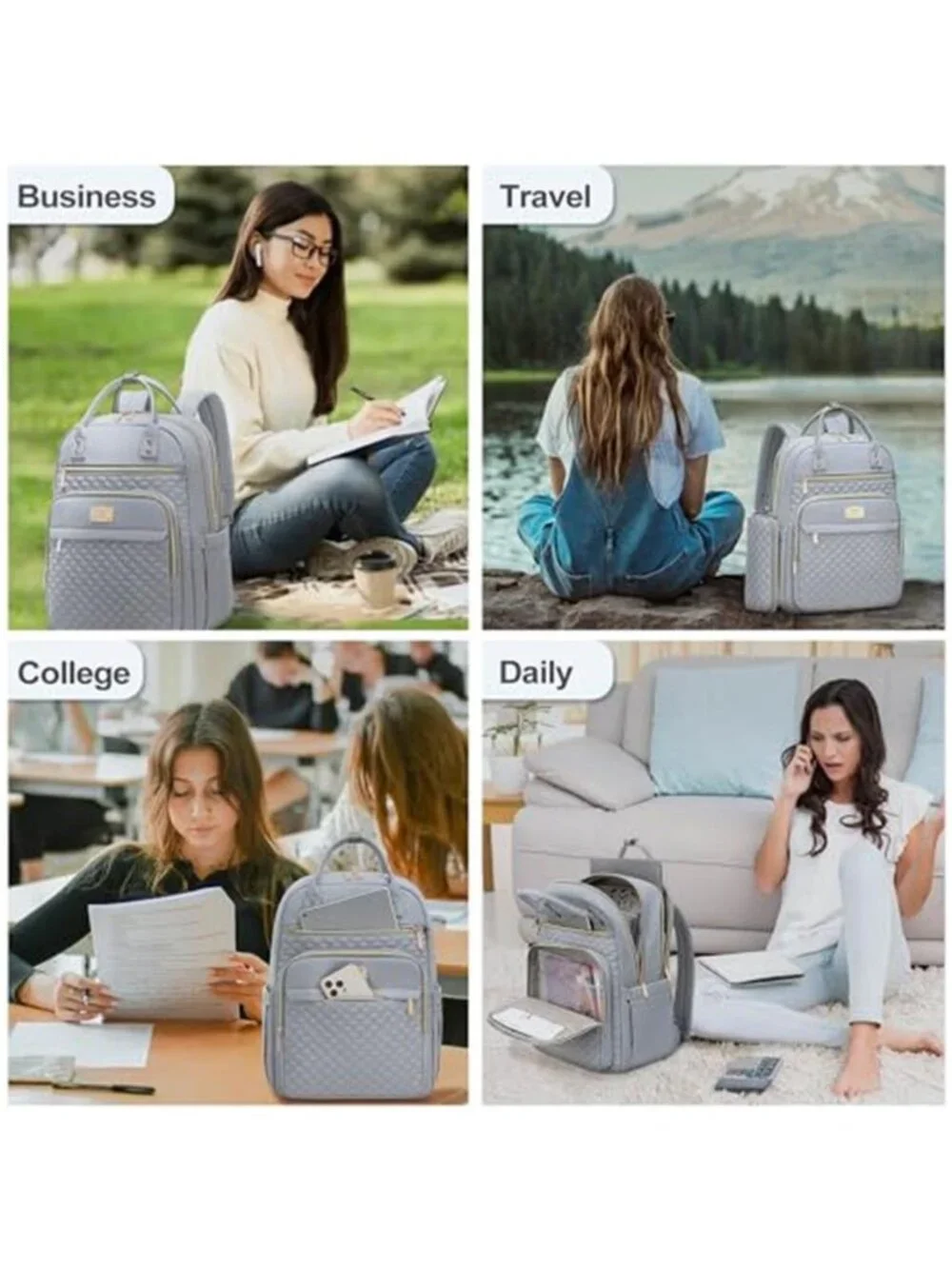 Women Laptop Backpack 15.6 Inch Work Travel Bookbag with Wallet Water Resistant